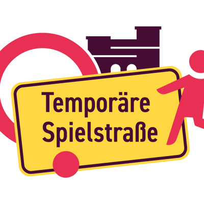 Zeichnung eines Verkehrsschildes 'Temporäre Spielstraße'